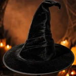 OneSize Unisex Ruched Velvet Witch Wizard Hat Curved Tip 6 | PricZone OneSize Unisex Ruched Velvet Witch Wizard Hat Curved Tip 6 | PricZone