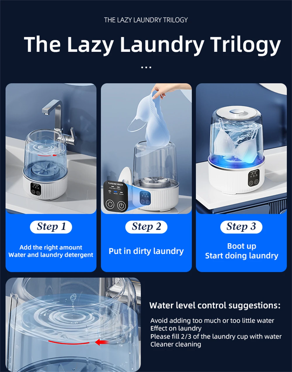Rechargeable Cordless Laundry Washer 1.5L Waterproof 13