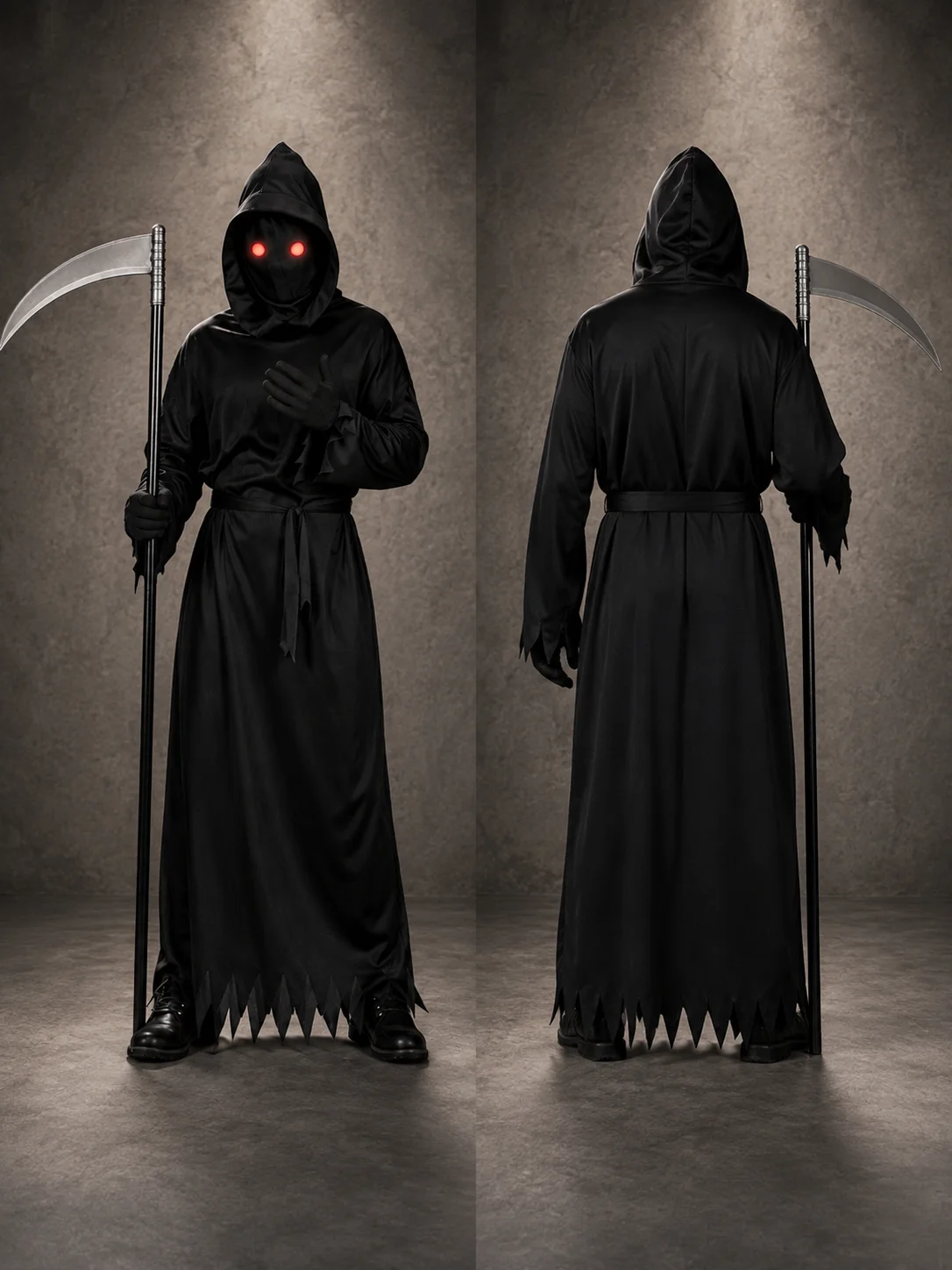Glowing Red Eyes Hooded Unisex Adult Costume Set Complete 3 | PricZone Glowing Red Eyes Hooded Unisex Adult Costume Set Complete 3 | PricZone