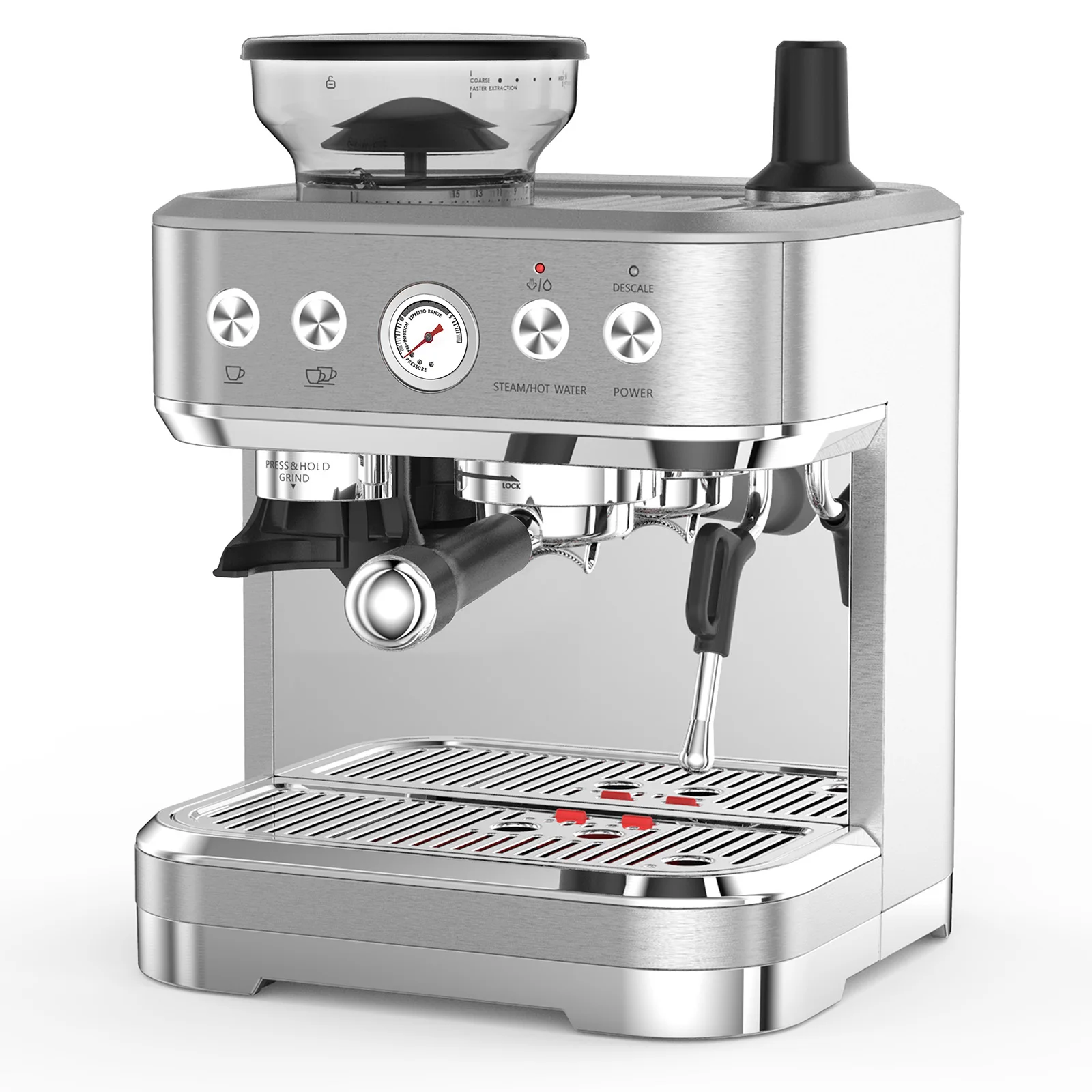 Espresso Machine with Grinder Stainless Steel 15 Bar Coffee 16