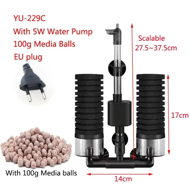 Aquarium Filter with Water Pump for Fish Tank Air Skimmer 8