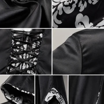 Halloween Women Medieval Witch Cosplay Dress Hooded Long 2
