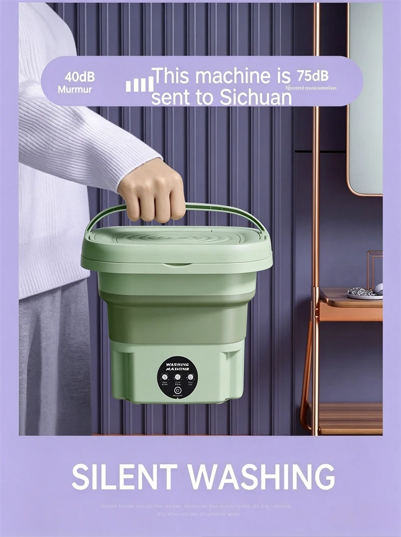 7L Small Foldable Washing Machine with Spin Dryer for Socks 23