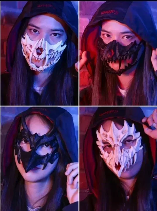 Half-Face Skull Mask Demon Skeleton Wolf Dragon Tiger 37