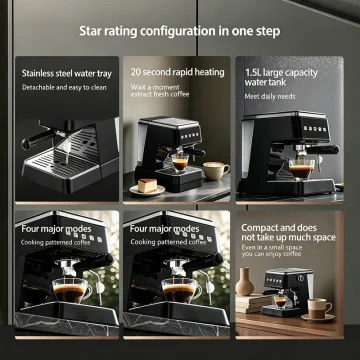 20 Bar Pressure Espresso Coffee Machine 20S Fast Heat Auto 2