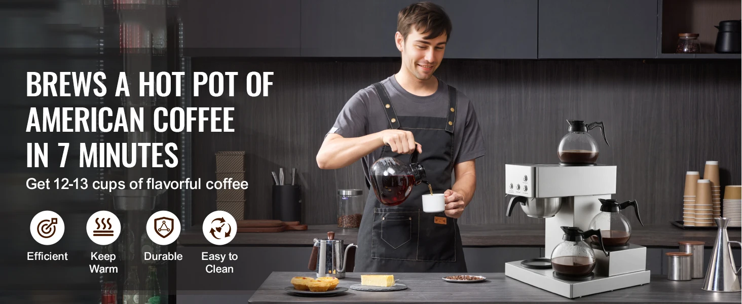 Succebuy Commercial Drip Coffee Maker with Glass Carafes 15
