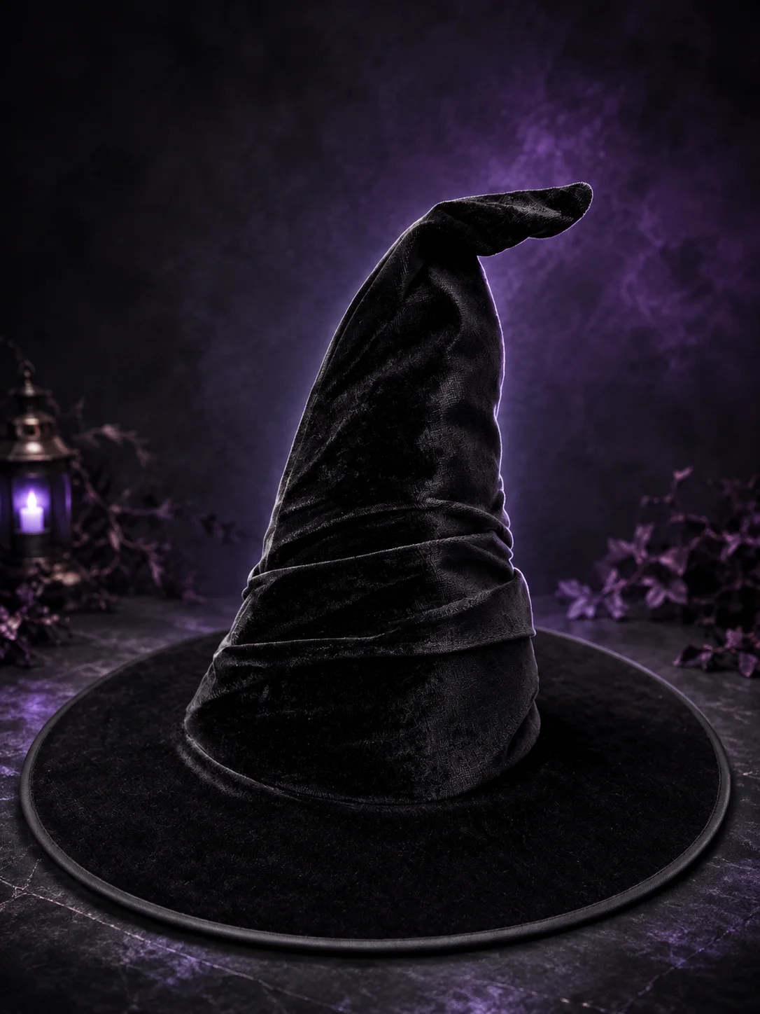 OneSize Unisex Ruched Velvet Witch Wizard Hat Curved Tip 1 | PricZone OneSize Unisex Ruched Velvet Witch Wizard Hat Curved Tip 1 | PricZone