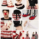 Couples Clown Costume for Men Women Retro Circus Diamond 7 | PricZone Couples Clown Costume for Men Women Retro Circus Diamond 7 | PricZone