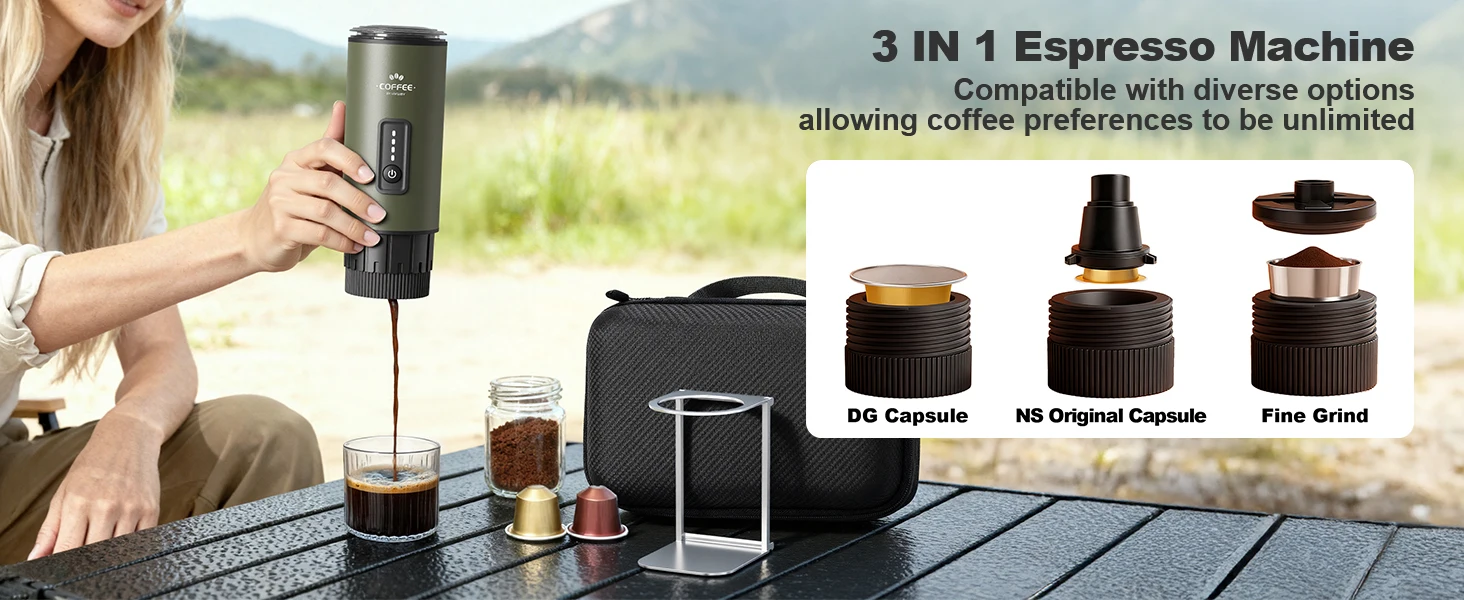 Espresso Maker 3 In 1 Coffee Machine with Carrying Bag 8