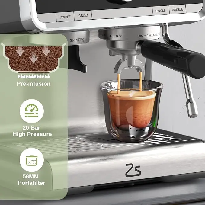 Espresso Machine 20 Bar SemiAutomatic Maker with Grinder 5 | PricZone Espresso Machine 20 Bar Semi Automatic Maker with Grinder 5 | PricZone