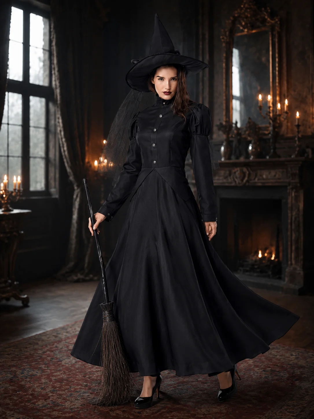 Family Matching Witch Costume for Women Girls Classic Long 4 | PricZone Family Matching Witch Costume for Women Girls Classic Long 4 | PricZone