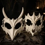 Gothic BoneTextured Horned Beast Skull Mask Set Props 1 | PricZone