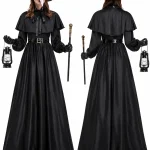 Women Plague Doctor Costume Set Medieval Gothic Long Dress 4 | PricZone