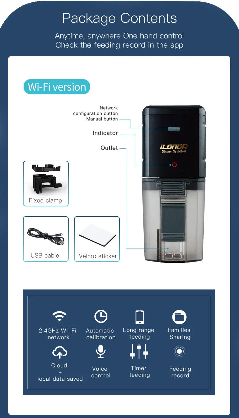 Ilonda WiFi Fish Feeder Organ Smart Control Aquarium Tank 18