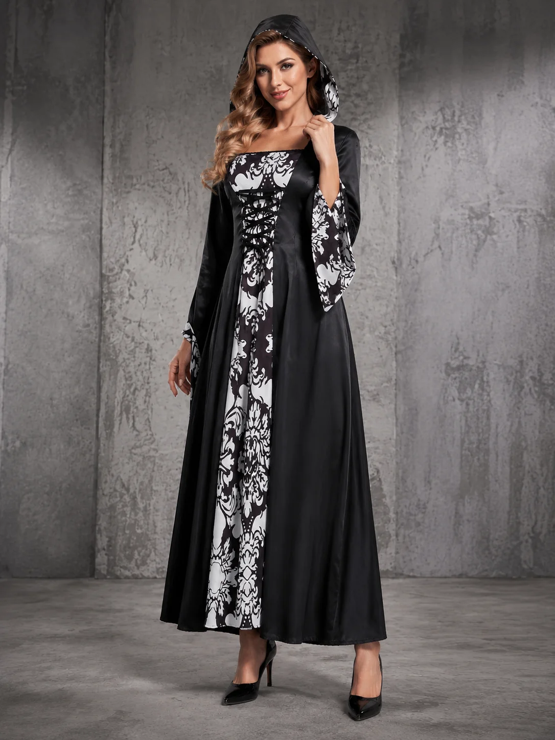 Halloween Women Medieval Witch Cosplay Dress Hooded Long 3 | PricZone Halloween Women Medieval Witch Cosplay Dress Hooded Long 3 | PricZone