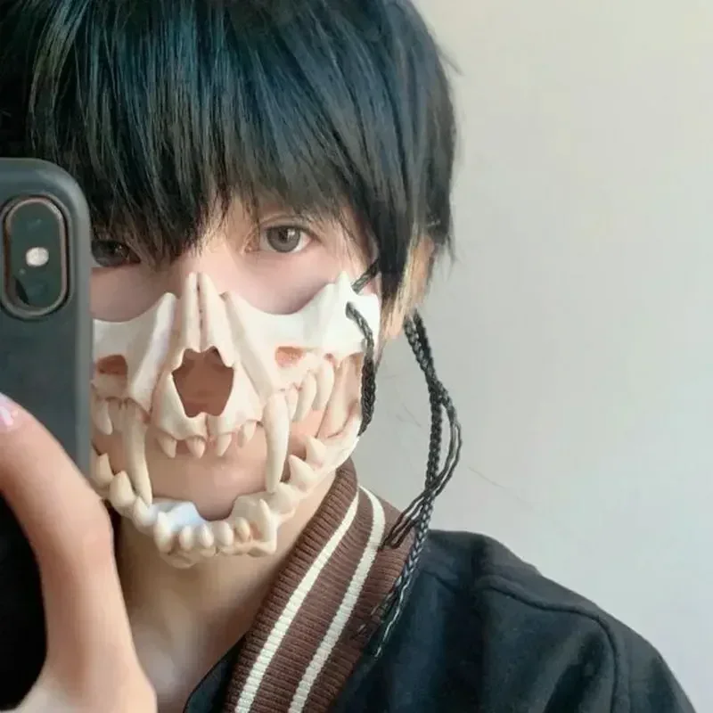 Half-Face Skull Mask Demon Skeleton Wolf Dragon Tiger 33