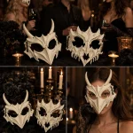 Gothic BoneTextured Horned Beast Skull Mask Set Props 4 | PricZone