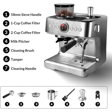Espresso Coffee Machine Built-In Grinder 15 Precise Grind 2