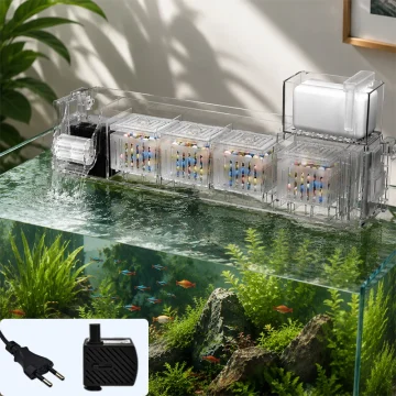 220V 3W Aquarium Fish Tank Top Filter Box with Bio Balls 1