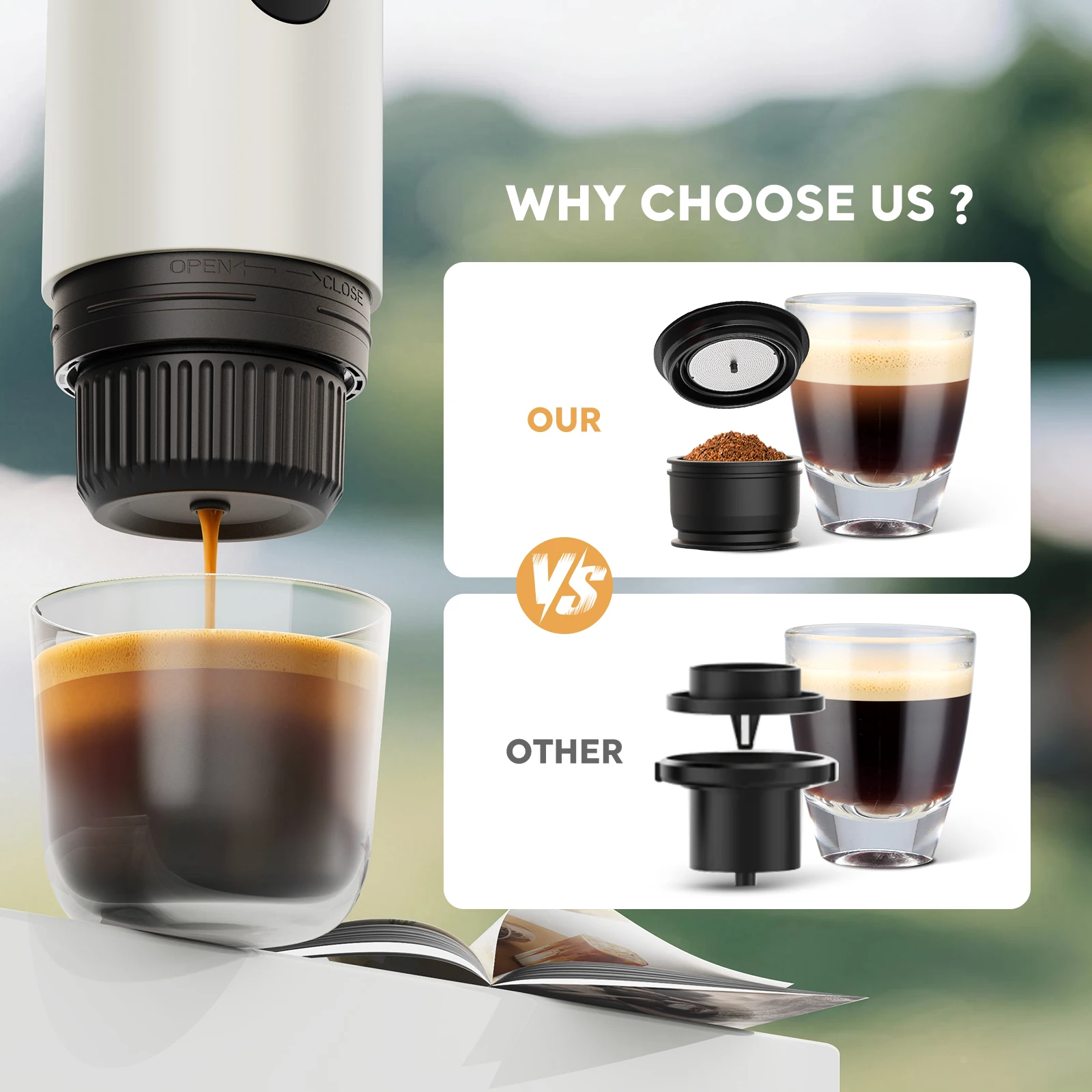 Espresso Coffee Machine with Self-Heating 2-In-1/3-In-1 24