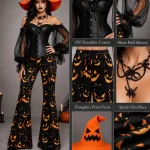 Womens Halloween Witch Cosplay Outfit Off Shoulder Sheer 5 | PricZone