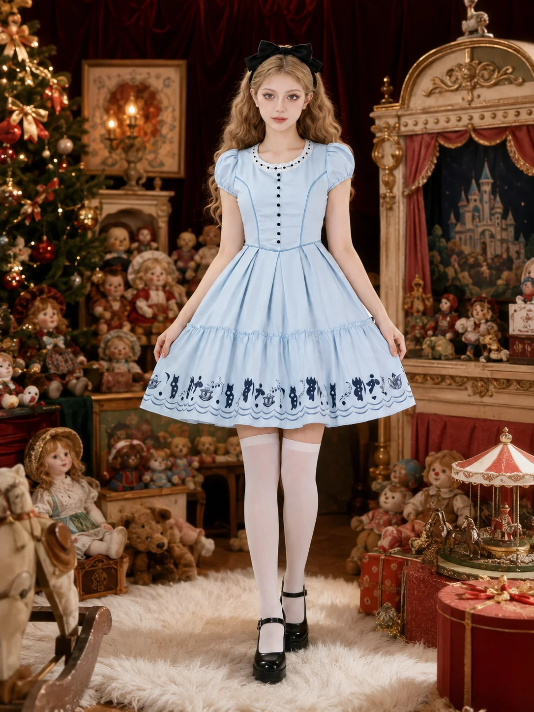 Women Alice Cosplay Lolita Dress Puff Short Sleeve Round 4 | PricZone Women Alice Cosplay Lolita Dress Puff Short Sleeve Round 4 | PricZone