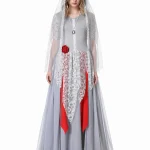 Women Halloween Ghost Bride Cosplay Costume Grey Long Lace 1 | PricZone Women Halloween Ghost Bride Cosplay Costume Grey Long Lace 1 | PricZone