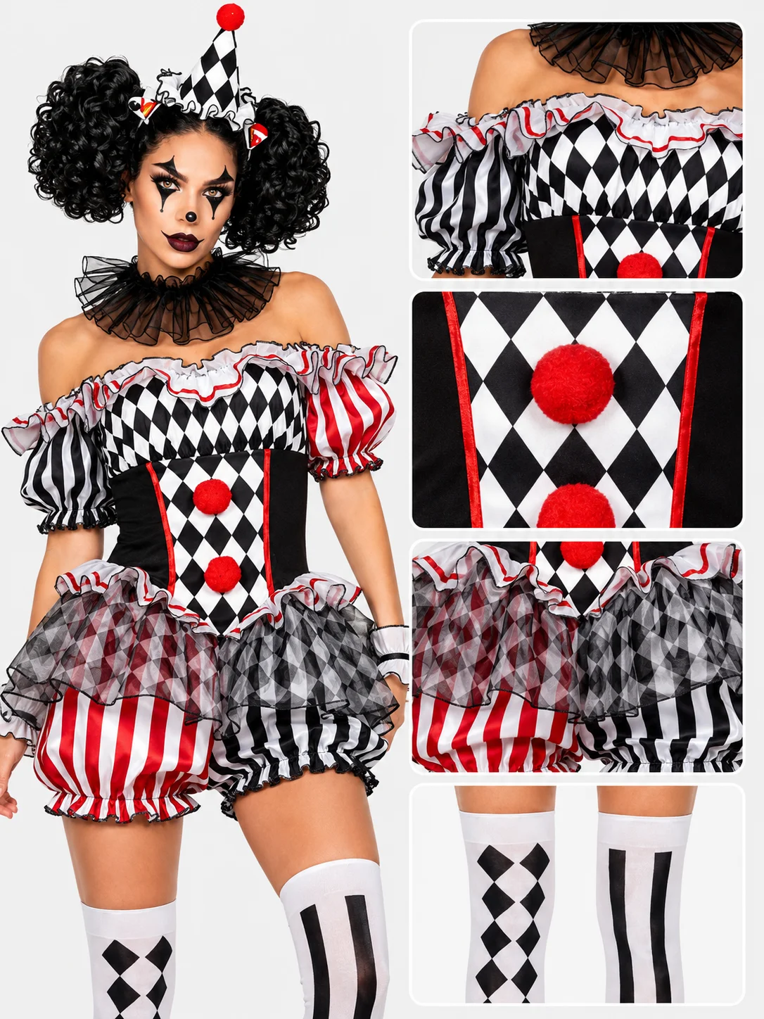 Womens Halloween Evil Clown Costume Sexy Circus Cosplay 5 | PricZone Womens Halloween Evil Clown Costume Sexy Circus Cosplay 5 | PricZone