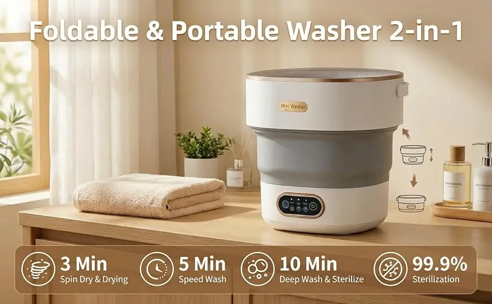 13L Washer with 3 Cleaning Modes Foldable Washing Machine 11