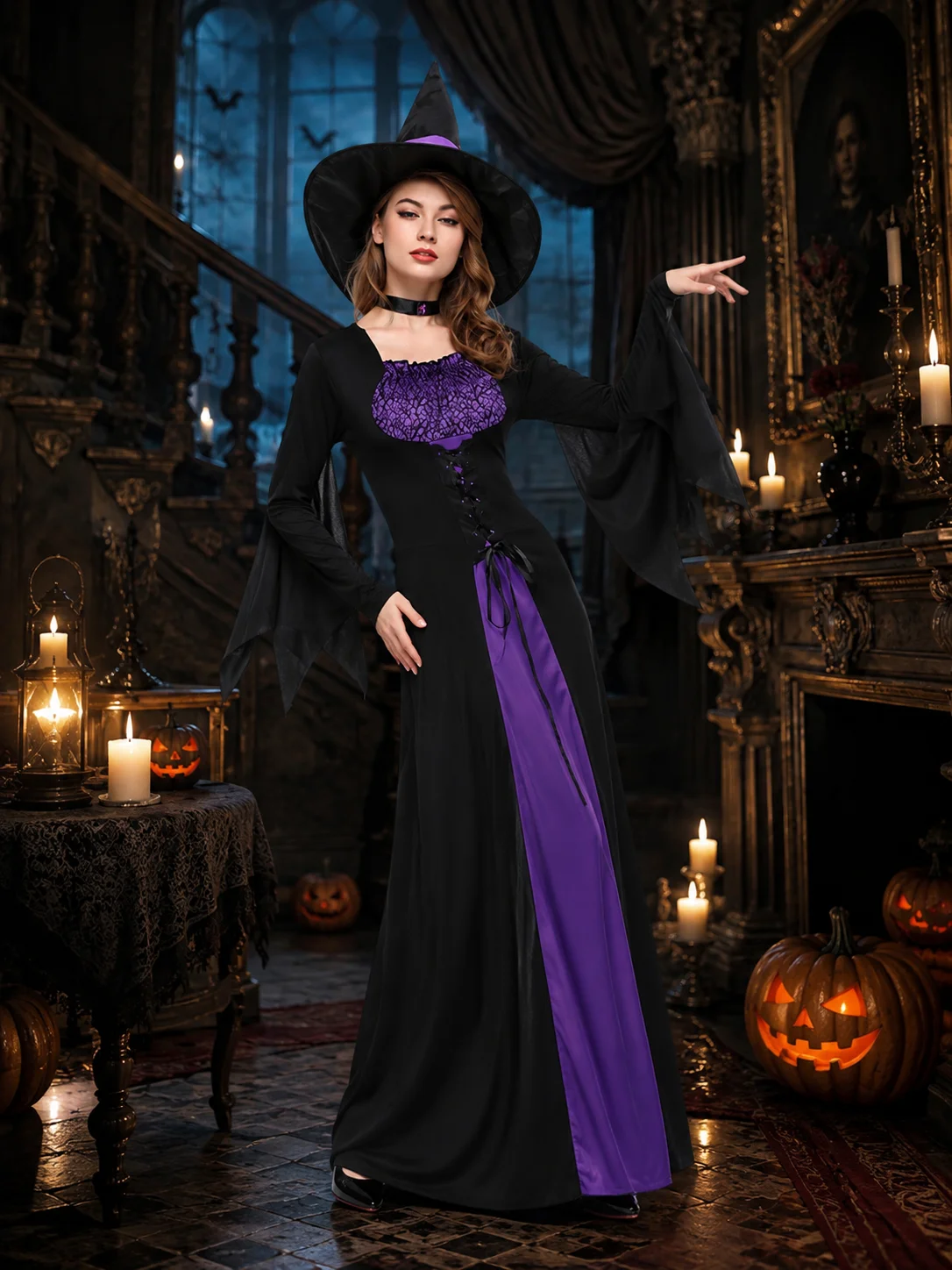 Women Classic Witch Costume Set Long Sleeve FloorLength 5 | PricZone Women Classic Witch Costume Set Long Sleeve FloorLength 5 | PricZone