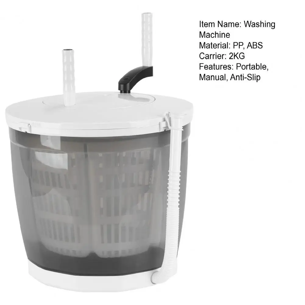 2-In-1 Manual Laundry Basket Hand-Crank Washer Spin Dryer 11