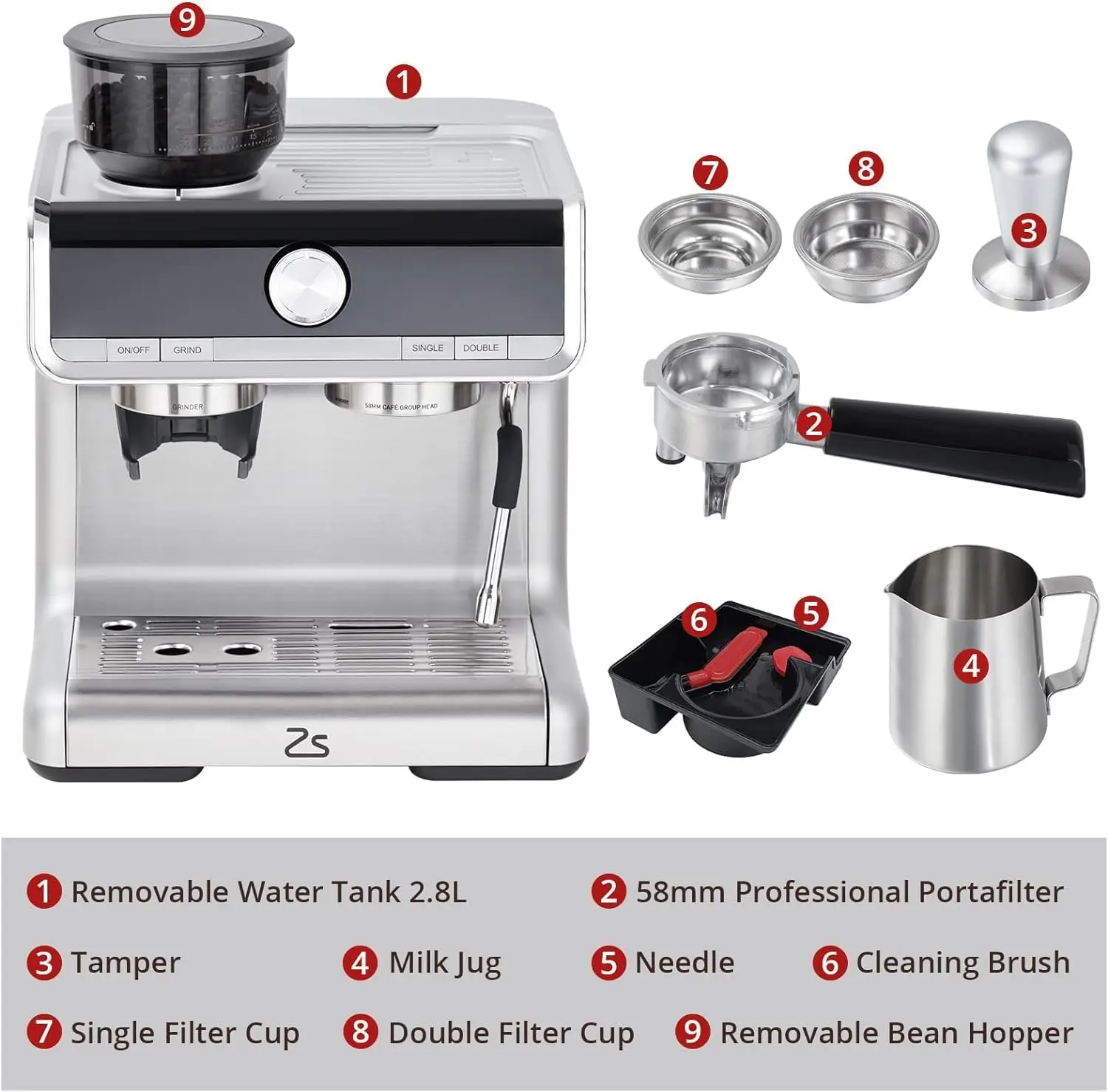 Espresso Machine 20 Bar SemiAutomatic Maker with Grinder 8 | PricZone Espresso Machine 20 Bar Semi Automatic Maker with Grinder 8 | PricZone