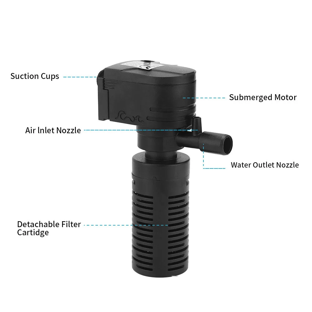 3 In 1 Silent Aquarium Filter Submersible Oxygen Internal 14