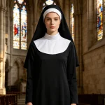 Women Nun Costume White Dress with Headscarf Halloween 1 | PricZone Women Nun Costume White Dress with Headscarf Halloween 1 | PricZone