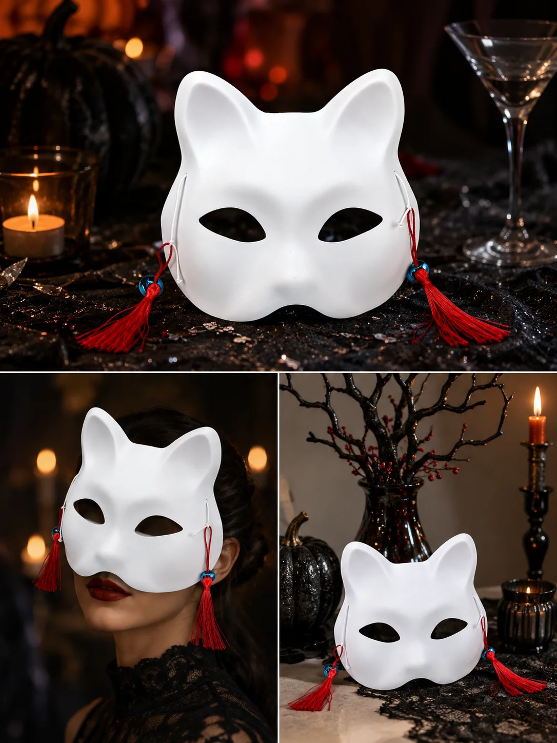 Unpainted Blank Cat Face Mask Kit Unisex Adult OneSize 3 | PricZone Unpainted Blank Cat Face Mask Kit Unisex Adult OneSize 3 | PricZone