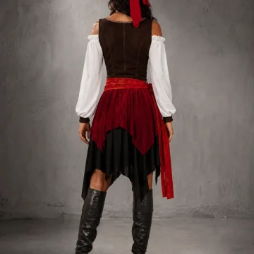 One Size Adult Women Pirate Costume Set Retro Buccaneer 2