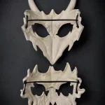 Gothic BoneTextured Horned Beast Skull Mask Set Props 2 | PricZone