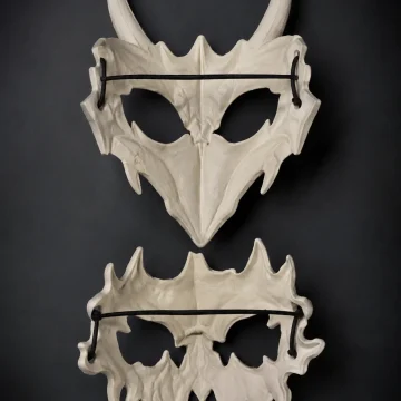 Gothic Bone‑Textured Horned Beast Skull Mask Set Props 2
