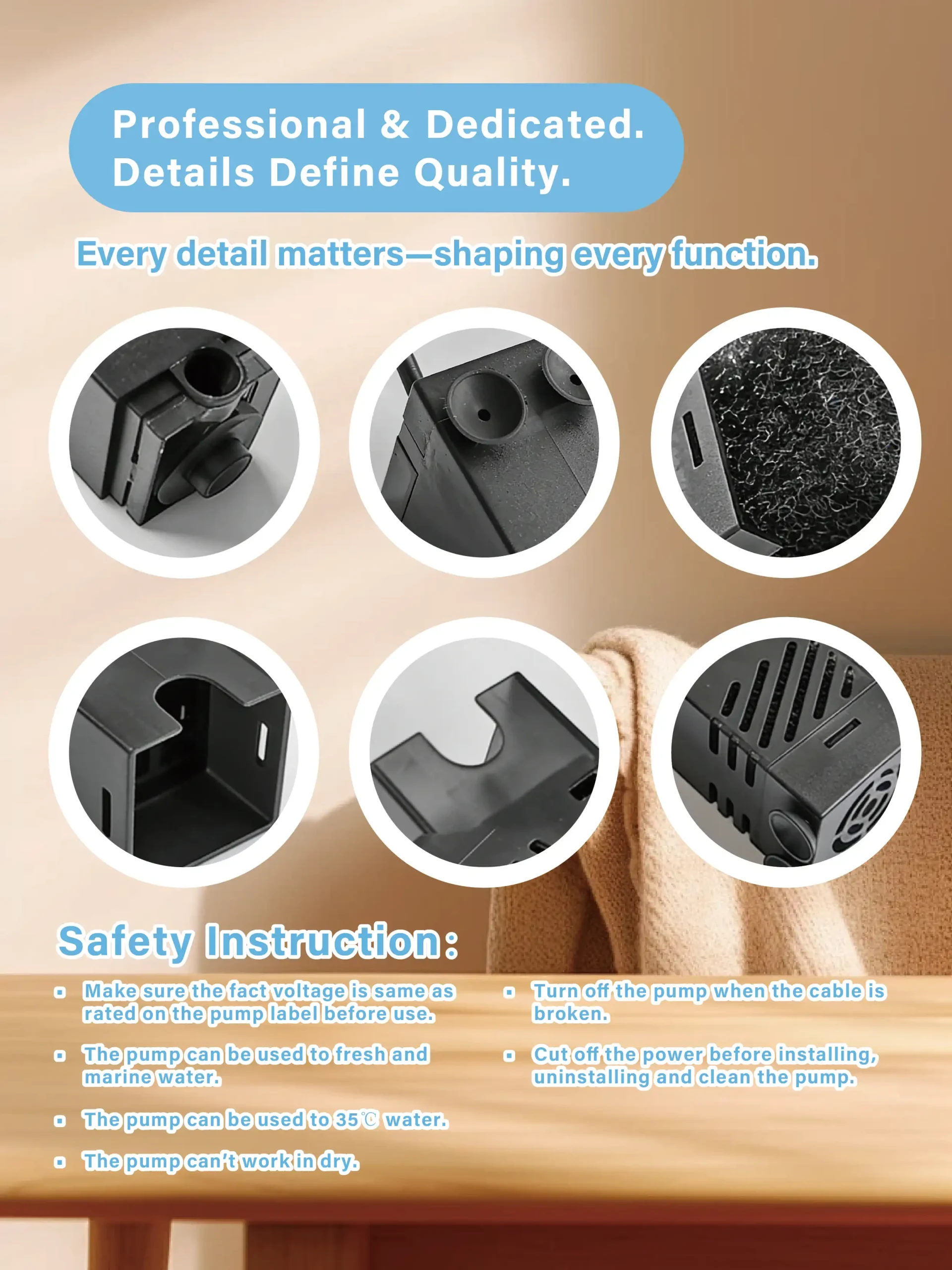 Aquarium Filter 5 In 1 Submersible Fish Tank 5V USB Wave 12