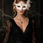 Elegant Feather Lace Rhinestone Venetian HalfFace Mask Set 2 | PricZone