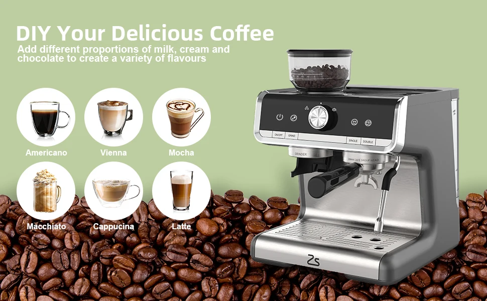 Twister.ck 20 Bar Espresso Machine with Grinder Coffee 14