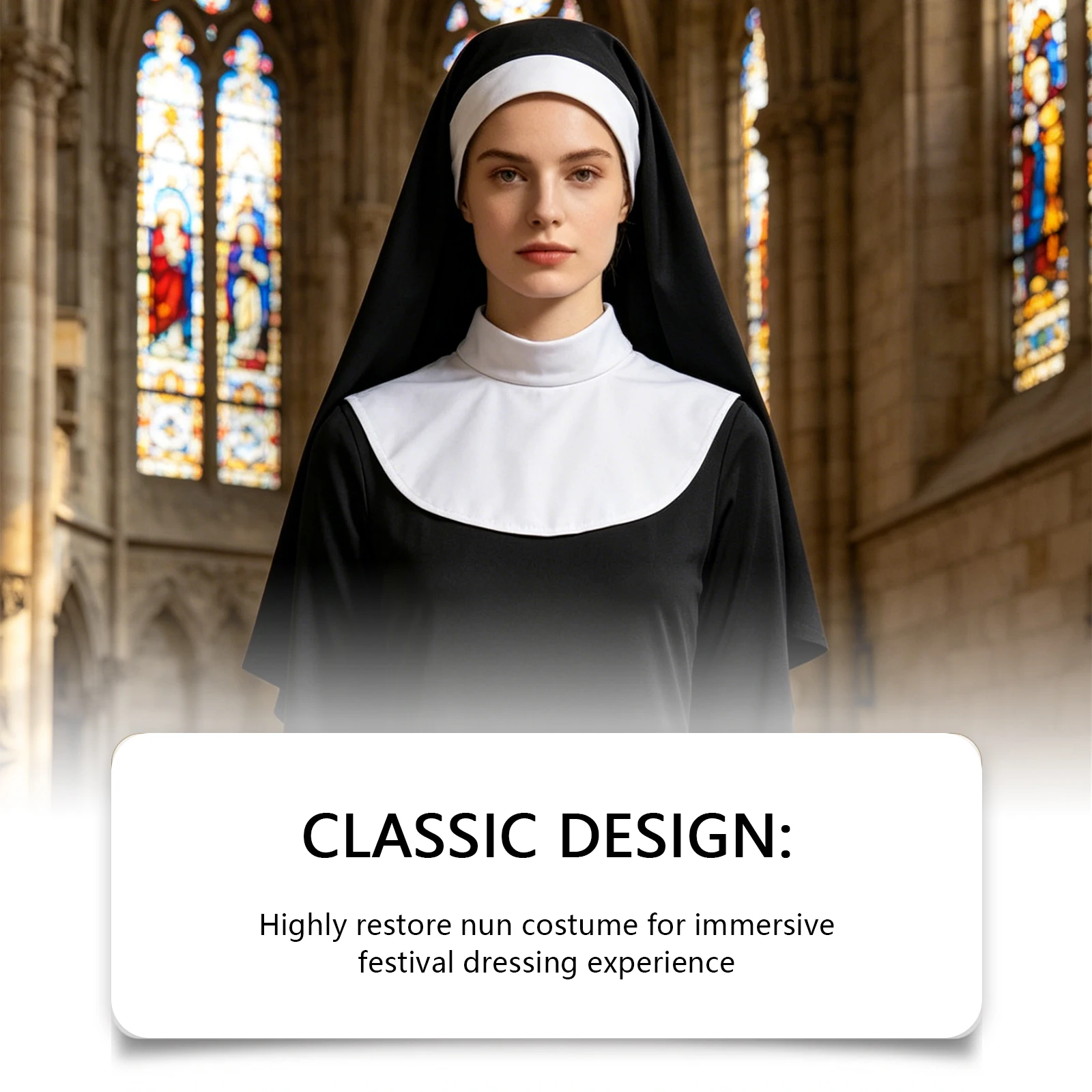 Women Nun Costume White Dress with Headscarf Halloween 2 | PricZone Women Nun Costume White Dress with Headscarf Halloween 2 | PricZone