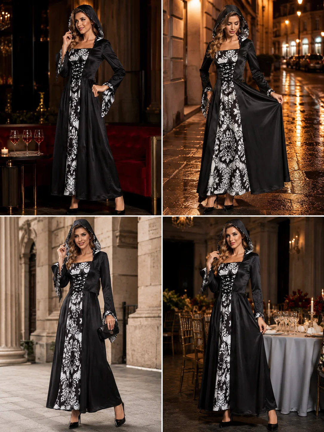 Halloween Women Medieval Witch Cosplay Dress Hooded Long 5 | PricZone Halloween Women Medieval Witch Cosplay Dress Hooded Long 5 | PricZone