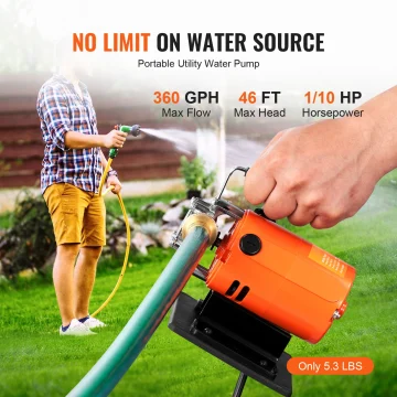 Succebuy Water Transfer Pump 120V Ac 360Gph 1/10 Hp 2