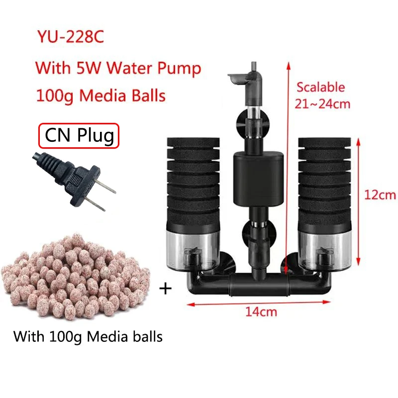 Aquarium Filter with Water Pump for Fish Tank Air Skimmer 14