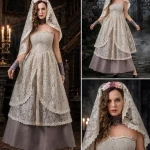 Womens Corpse Bride Cosplay Costume Beige Lace Layered Maxi 8 | PricZone Womens Corpse Bride Cosplay Costume Beige Lace Layered Maxi 8 | PricZone