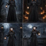 Women Plague Doctor Costume Set Medieval Gothic Long Dress 7 | PricZone