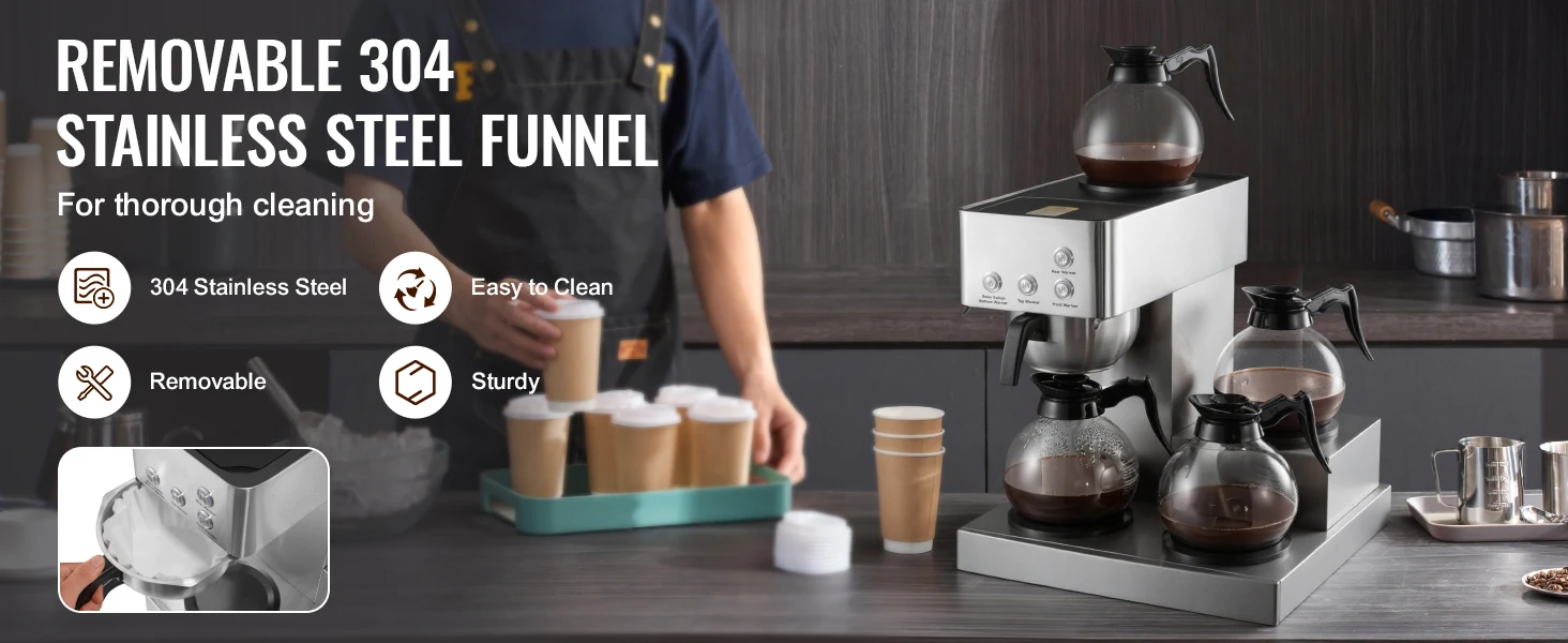 Succebuy Commercial Drip Coffee Maker with Glass Carafes 18