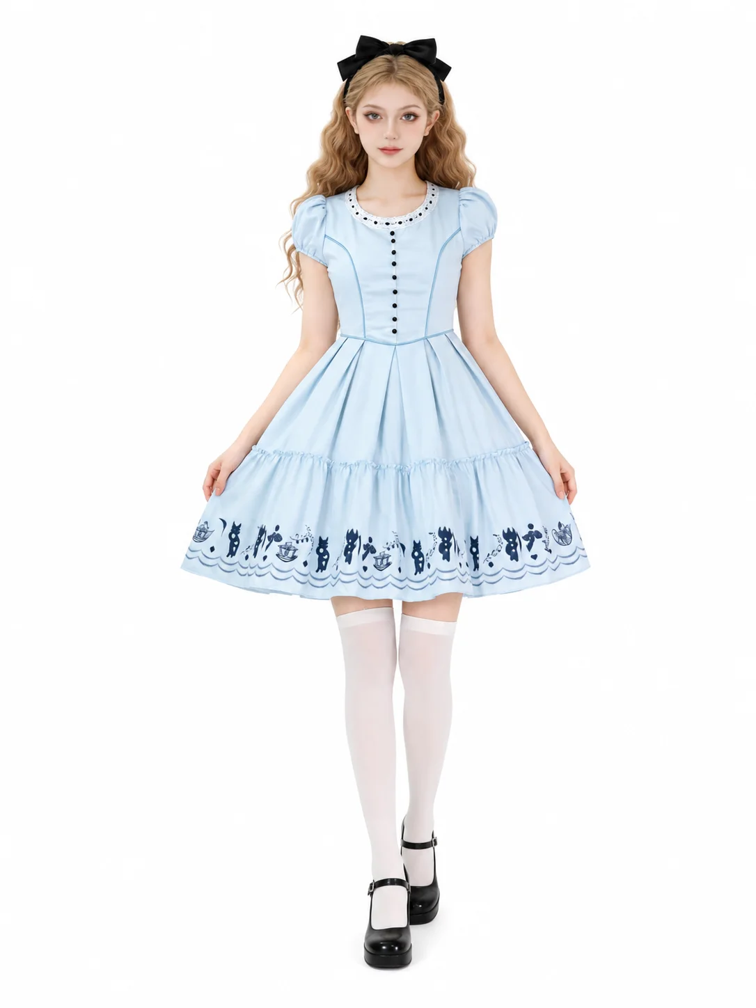 Women Alice Cosplay Lolita Dress Puff Short Sleeve Round 1 | PricZone Women Alice Cosplay Lolita Dress Puff Short Sleeve Round 1 | PricZone
