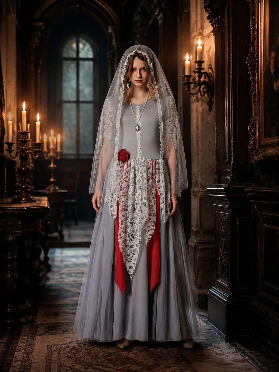 Women Halloween Ghost Bride Cosplay Costume Grey Long Lace 4 | PricZone Women Halloween Ghost Bride Cosplay Costume Grey Long Lace 4 | PricZone